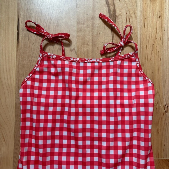 NWOT Roxy Red White Gingham One Piece Swimsuit - Picture 3 of 12